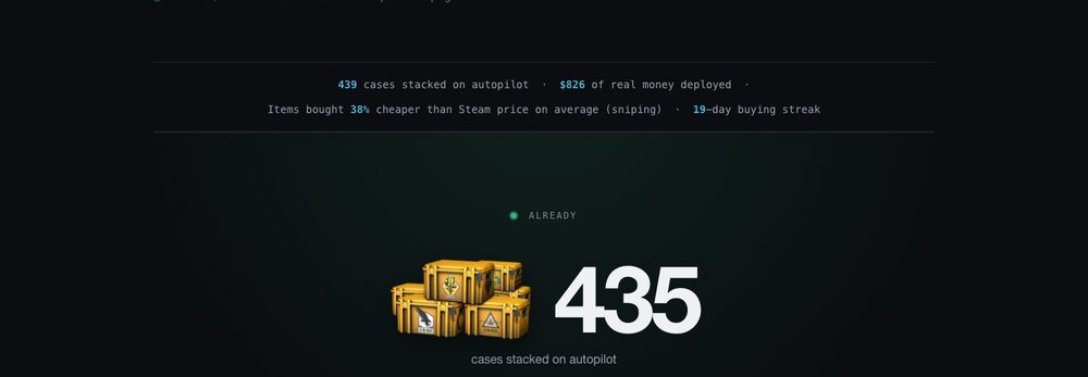 A live autobuy ledger's public counter — proof beats promises
