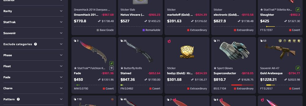 A crypto-settled marketplace's listing wall