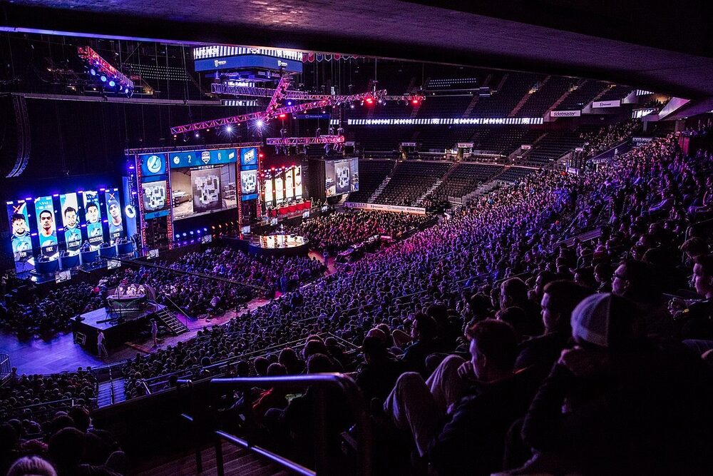 A packed Counter-Strike Major arena — the demand engine behind the skin economy.