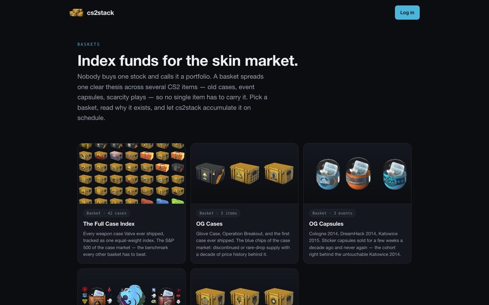 Index baskets for the skin market — the long-view way to hold it