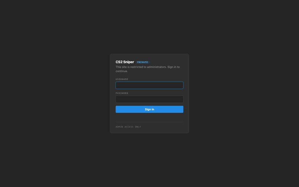 cs2sniper.org today — a login gate; the beta stays closed