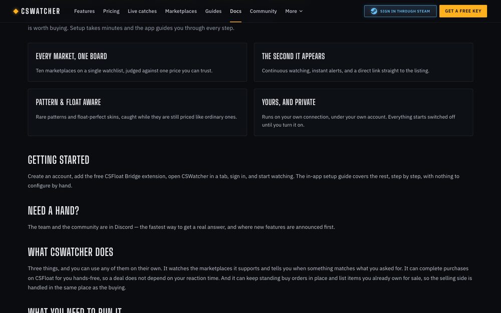 A sniping tool's setup docs — filters are where deals are won