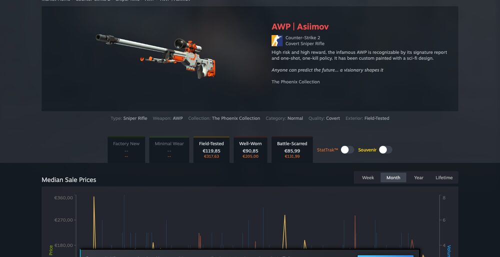 Steam Community Market listings and order book