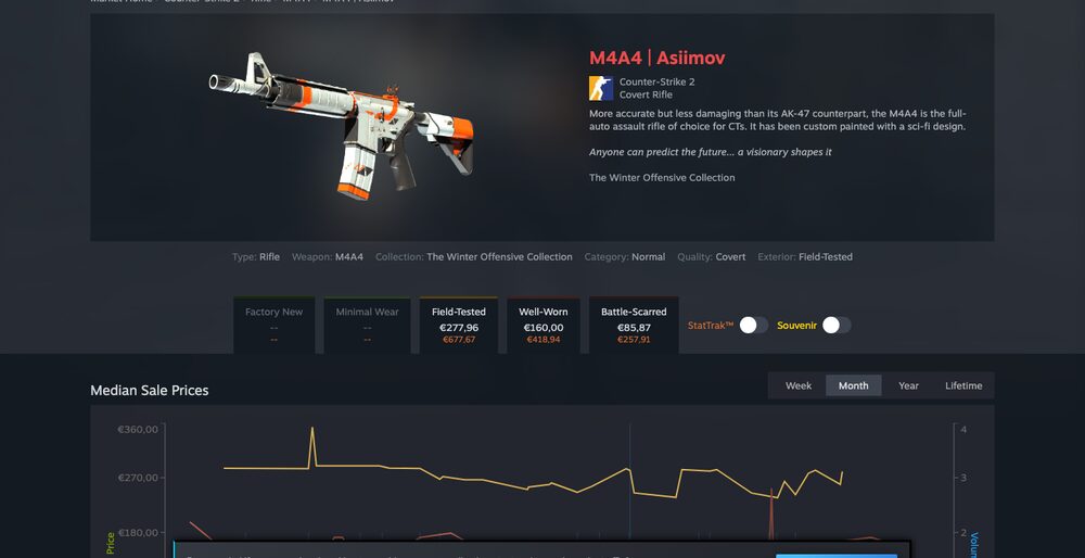 Steam Community Market listings and order book