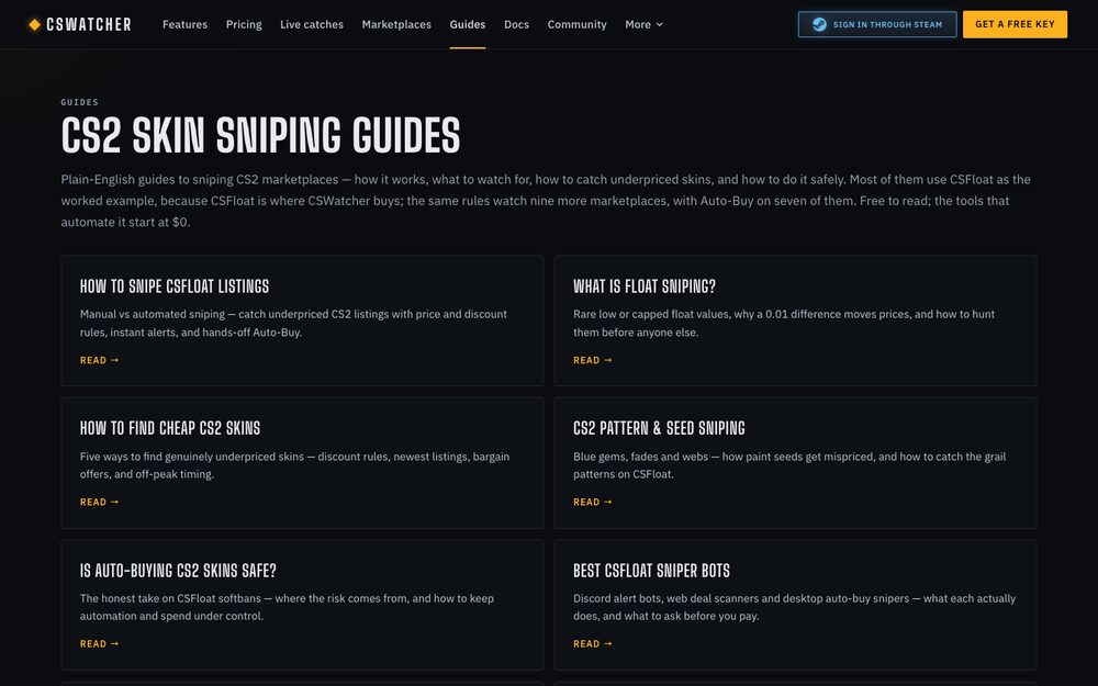A sniping tool's guide library — the landscape, from filters to autobuy