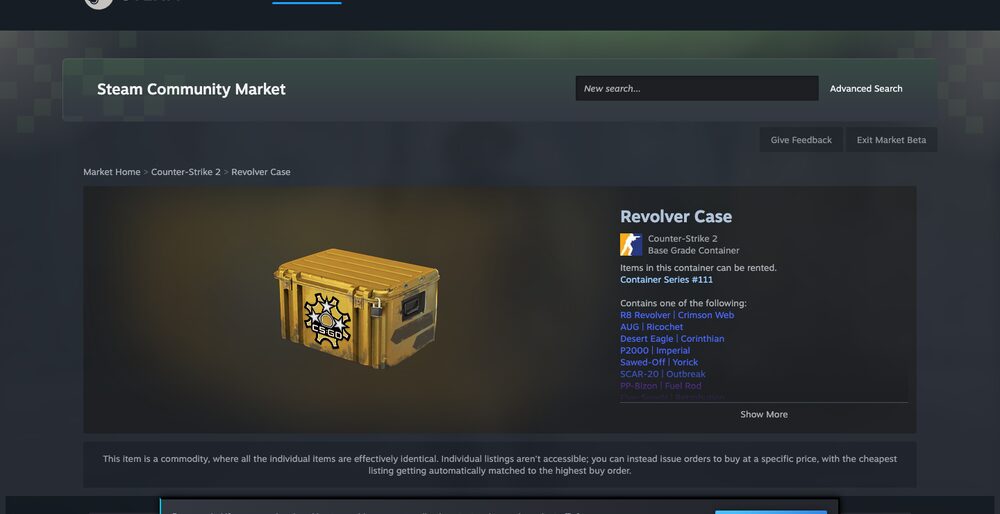 Steam Community Market — listings, order book and median-price history