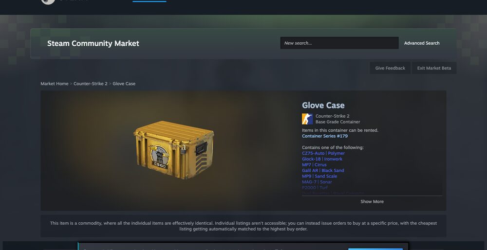 A liquid item's Steam order book — the baseline P2P venues like Waxpeer undercut