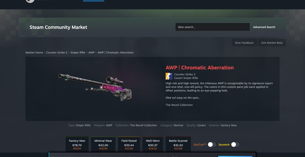 Steam Community Market — listings, order book and median-price history