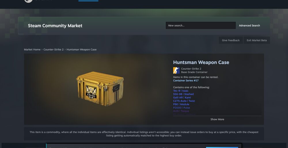 Steam Community Market — listings, order book and median-price history