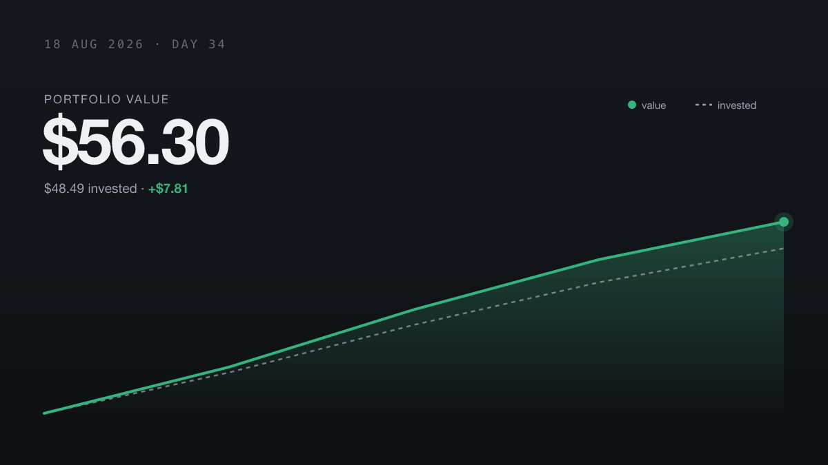 Portfolio value growing over time