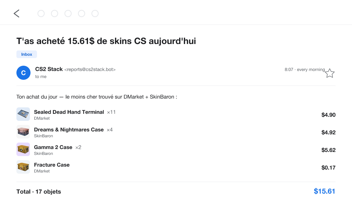 Purchase email mockup